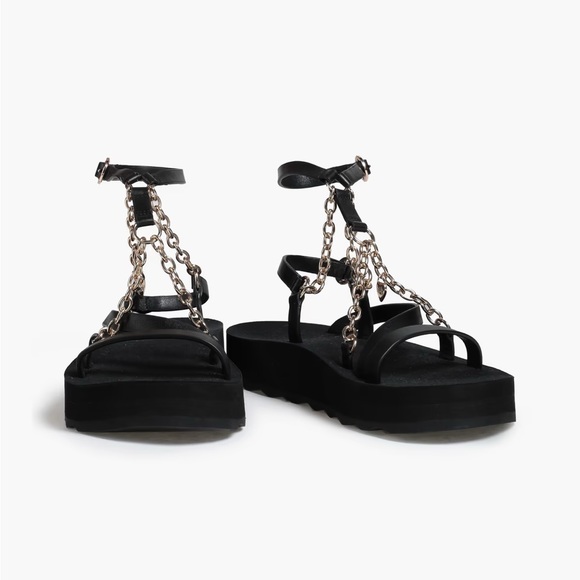 MAJE Chain-trimmed Leather Platform Sandals - Picture 2 of 5